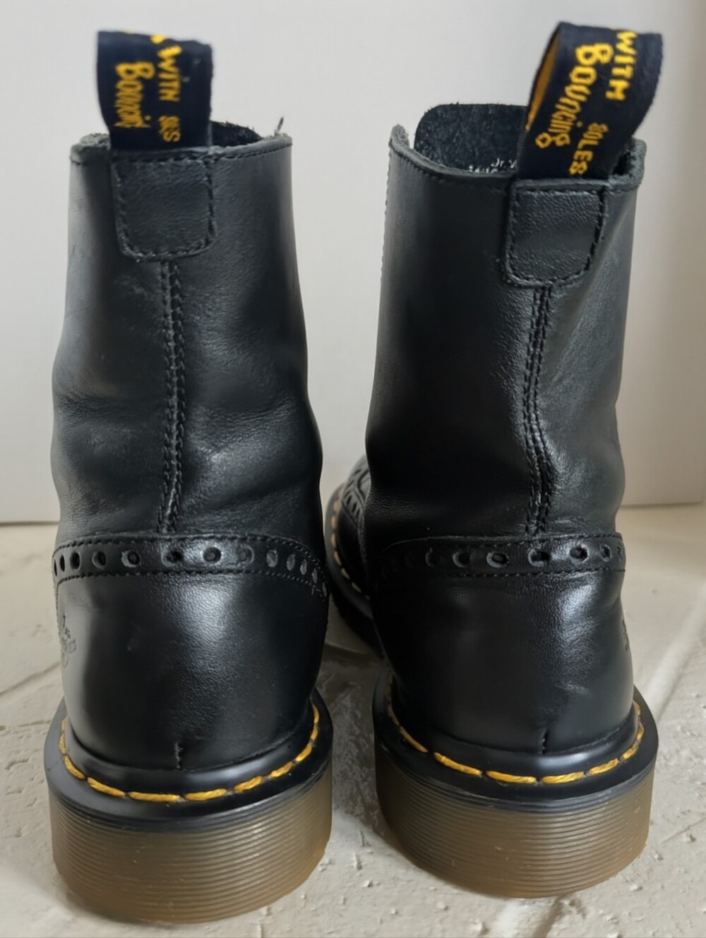 Vtg Dr. Martens 3A36 Wingtip Brogue 8-Eye Boots Sz 7 Made in England Rare Black - Picture 2 of 16